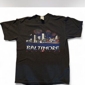 Heavyweight Cotton Black Baltimore Skyline Graphic Tee